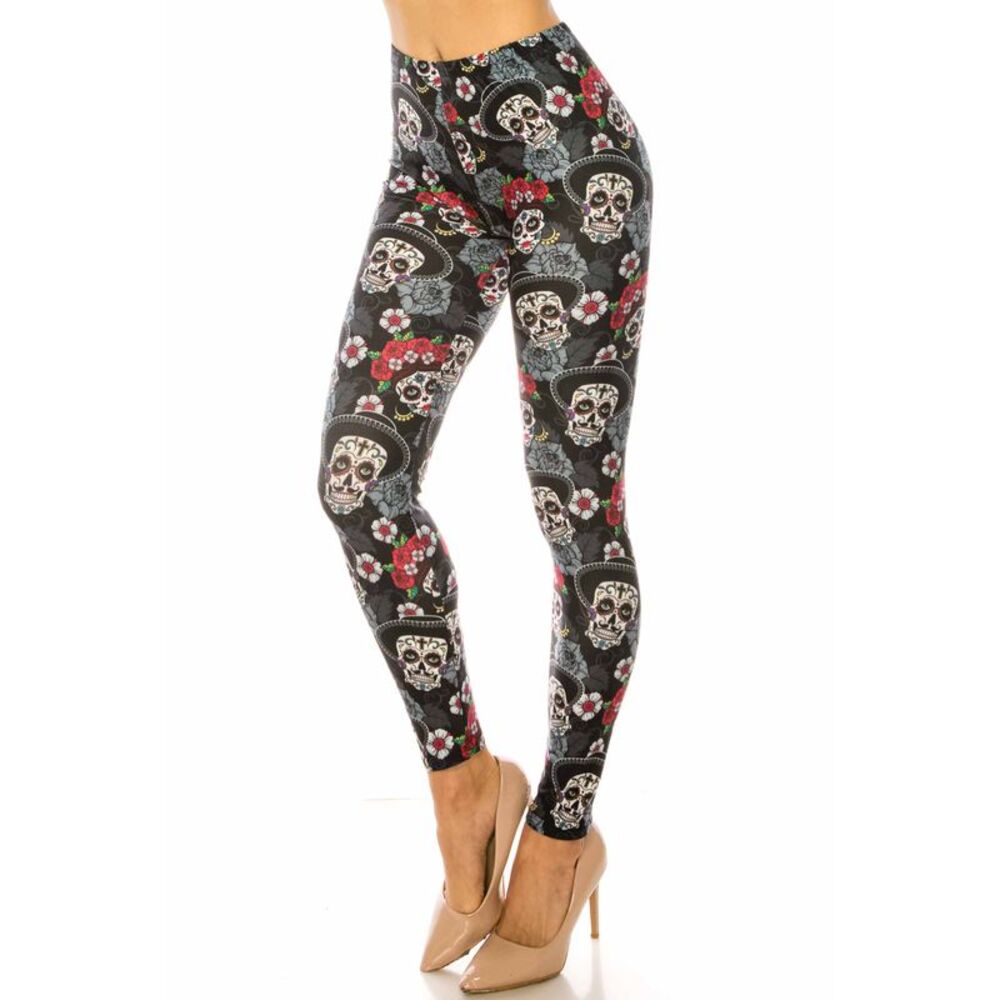 USAFashion Creamy Soft Sugar Skull Floral Kids Leggings - USA Fashion™